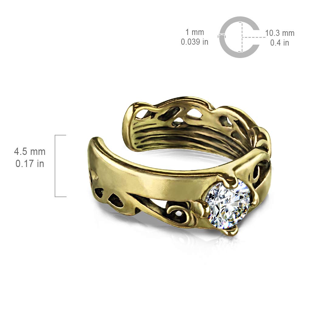 Ohrklemme KELTISCHES TRIBAL CUT OUT ZIRKONIA clear Ohrringe Ohrclip Fake-Piercing Messing Silber Gold