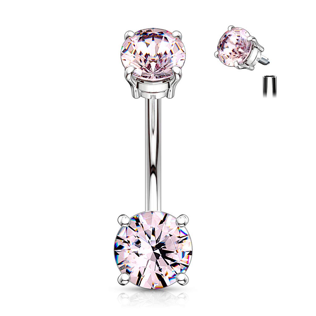 Bauchnabelpiercing DOPPEL-ZIRKONIA 5/7mm Nabelpiercing Chirurgenstahl Bananabell Multicolor Stab 1,6/10mm