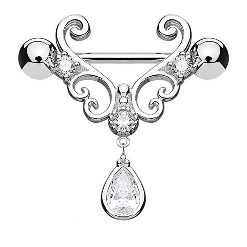 Filigrane Herzen Tropfen ANHÄNGER Brustwarzenpiercing Intimpiercing Brustpiercing Edelstahl ROSÉGOLD Gold Silber 1,6mm 14mm