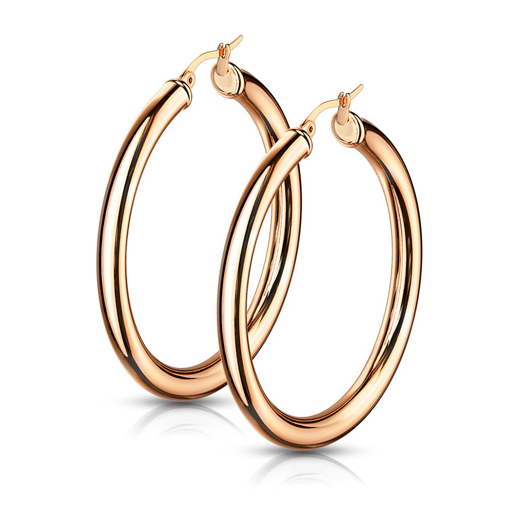 1 Paar Damen Creolen Ohrringe 5mm breit Ohrstecker Gold Roségold Silber