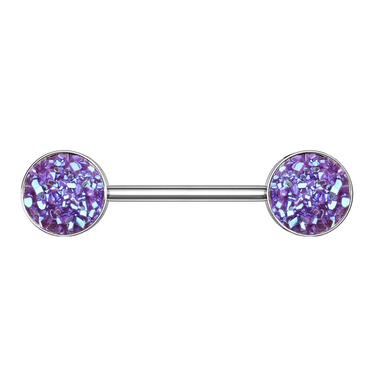 Brustwarzenpiercing Glitzer Steine Brustpiercing Nippelpiercing Chirurgenstahl Silber Multicolor Stab 1,6/14mm Stein 9mm