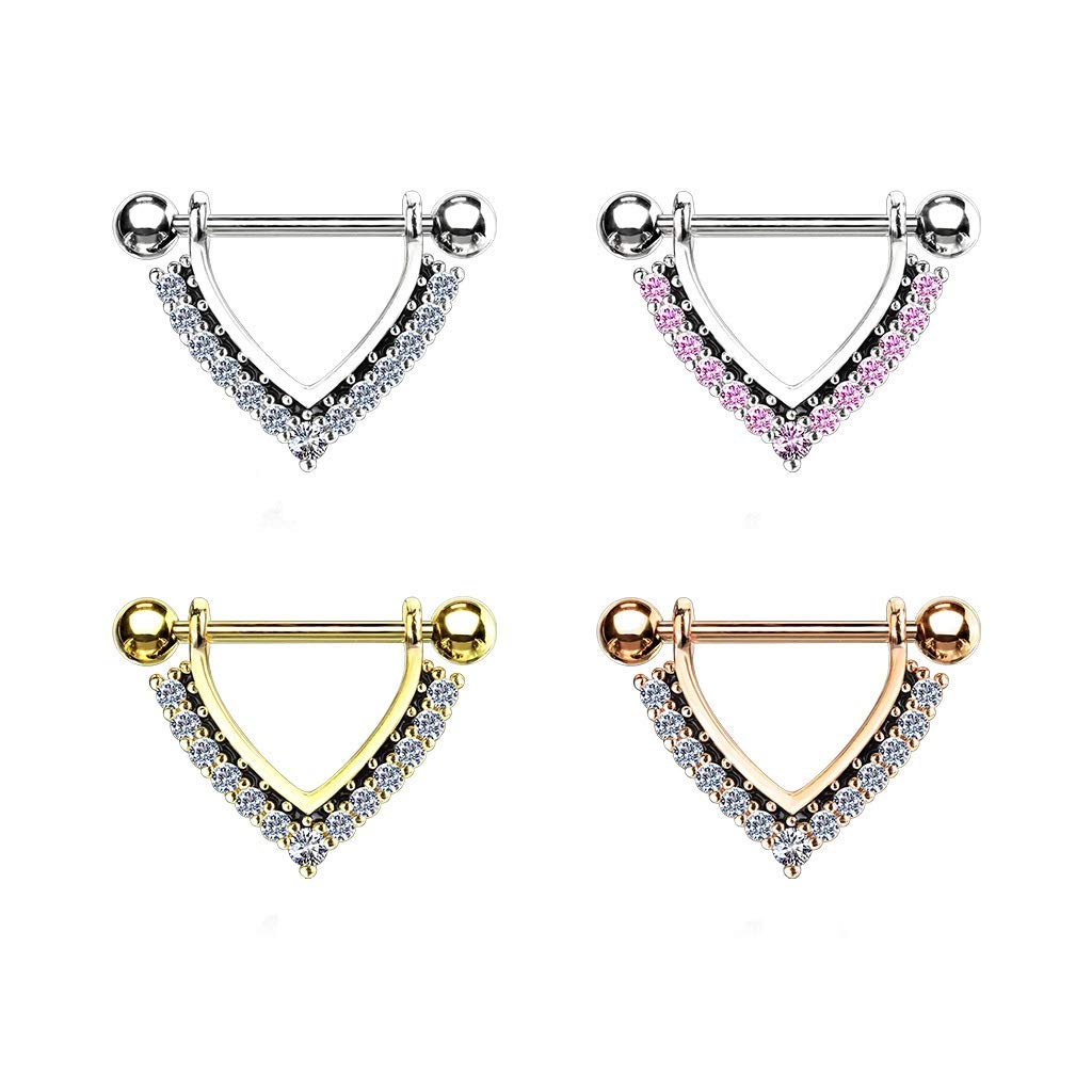 Brustwarzenpiercing Enamel Zirkonia Kranz Brustpiercing Nippelpiercing Chirurgenstahl Silber Gold Roségold Stab 1,6/14mm