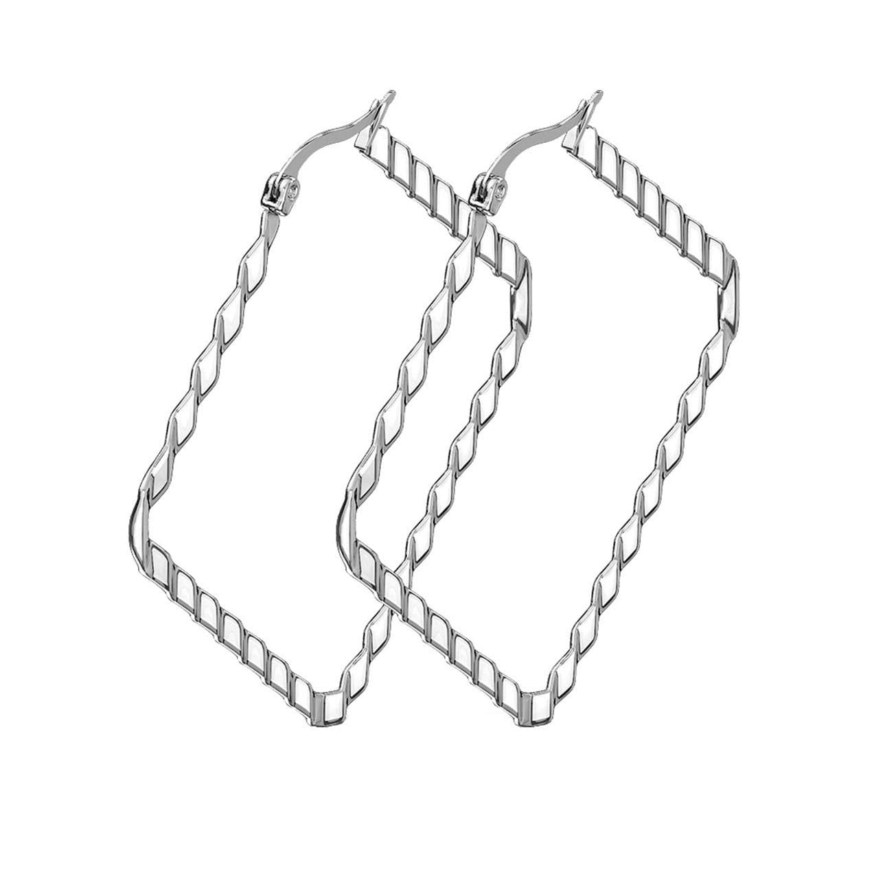 1 Paar Damen QUADRAT CREOLEN WELLEN-DESIGN Ohrringe Ohrstecker Chirurgenstahl Multicolor