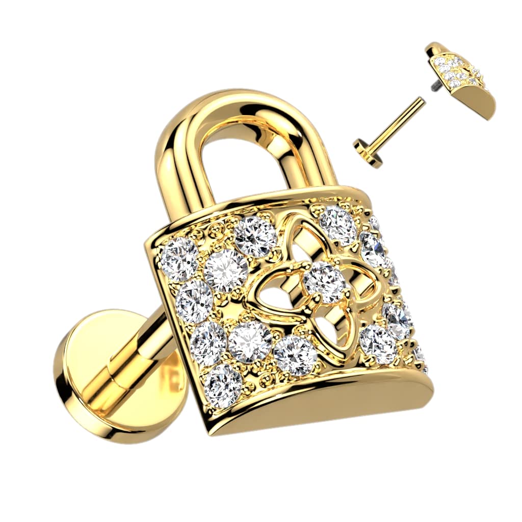 Knorpel Ohrstecker Schloss Silber Gold Roségold Pavé Zirkonia Clear Piercings Chirurgenstahl Schraubverschluss Stab 6/8mm lang