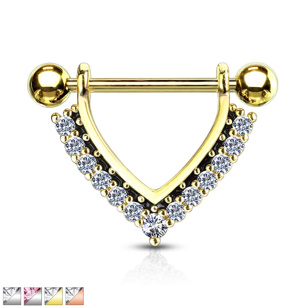 Brustwarzenpiercing Enamel Zirkonia Kranz Brustpiercing Nippelpiercing Chirurgenstahl Silber Gold Roségold Stab 1,6/14mm