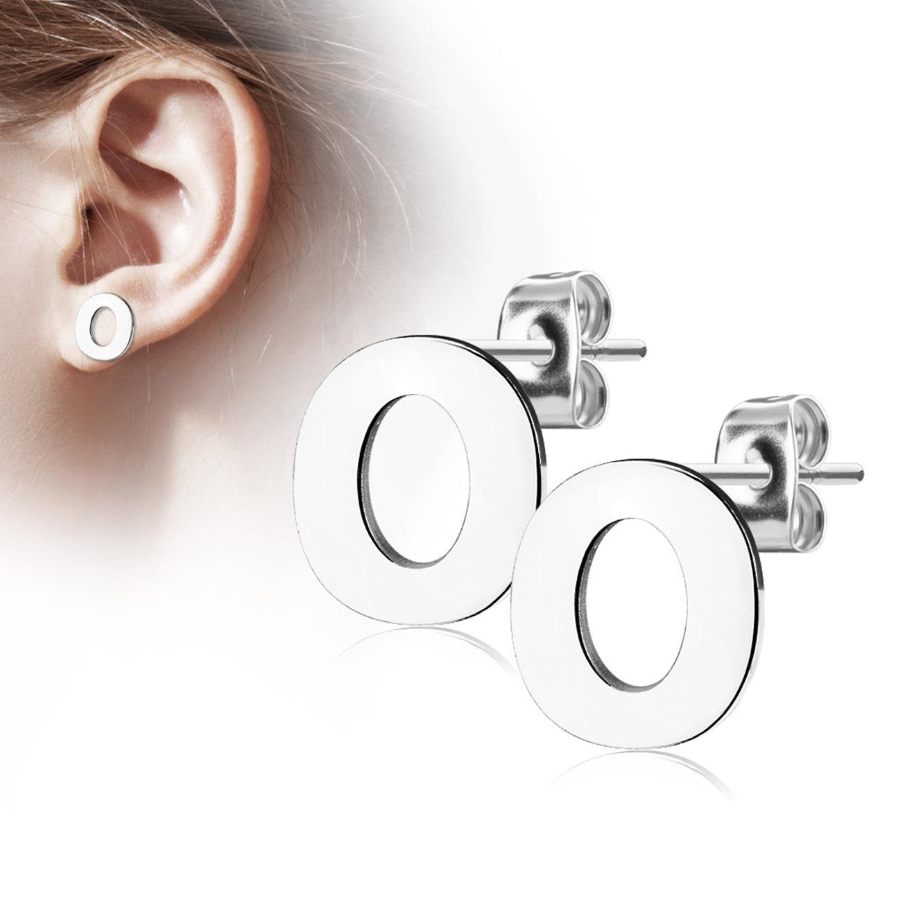1 Paar Ohrstecker ALPHABET INITIALEN e Ohrringe Schmuck Set Edelstahl Silber Roségold