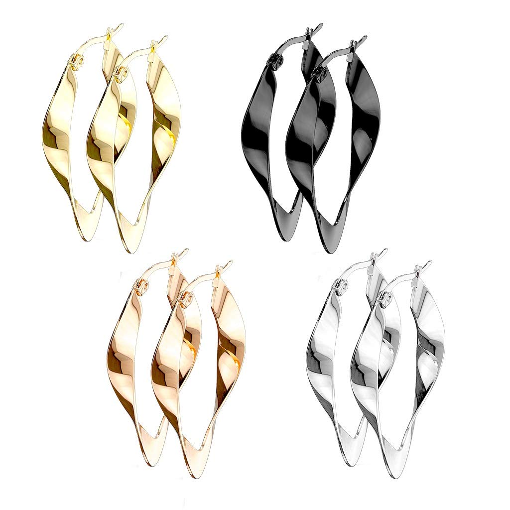 1 Paar Damen verdrehte CREOLEN OVALES-DESIGN Ohrringe Ohrstecker Chirurgenstahl Multicolor