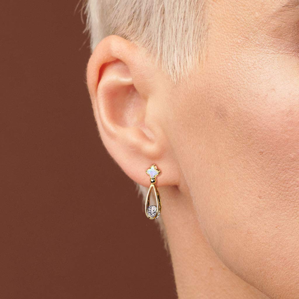 1 Paar Damen Ohrringe Zirkonia Tränen-Tropfen Anhänger e Ohrstecker Gold Rosé-gold Silber