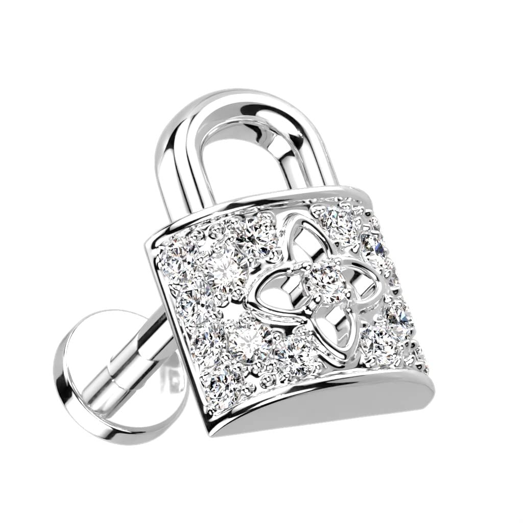 Knorpel Ohrstecker Schloss Silber Gold Roségold Pavé Zirkonia Clear Piercings Chirurgenstahl Schraubverschluss Stab 6/8mm lang