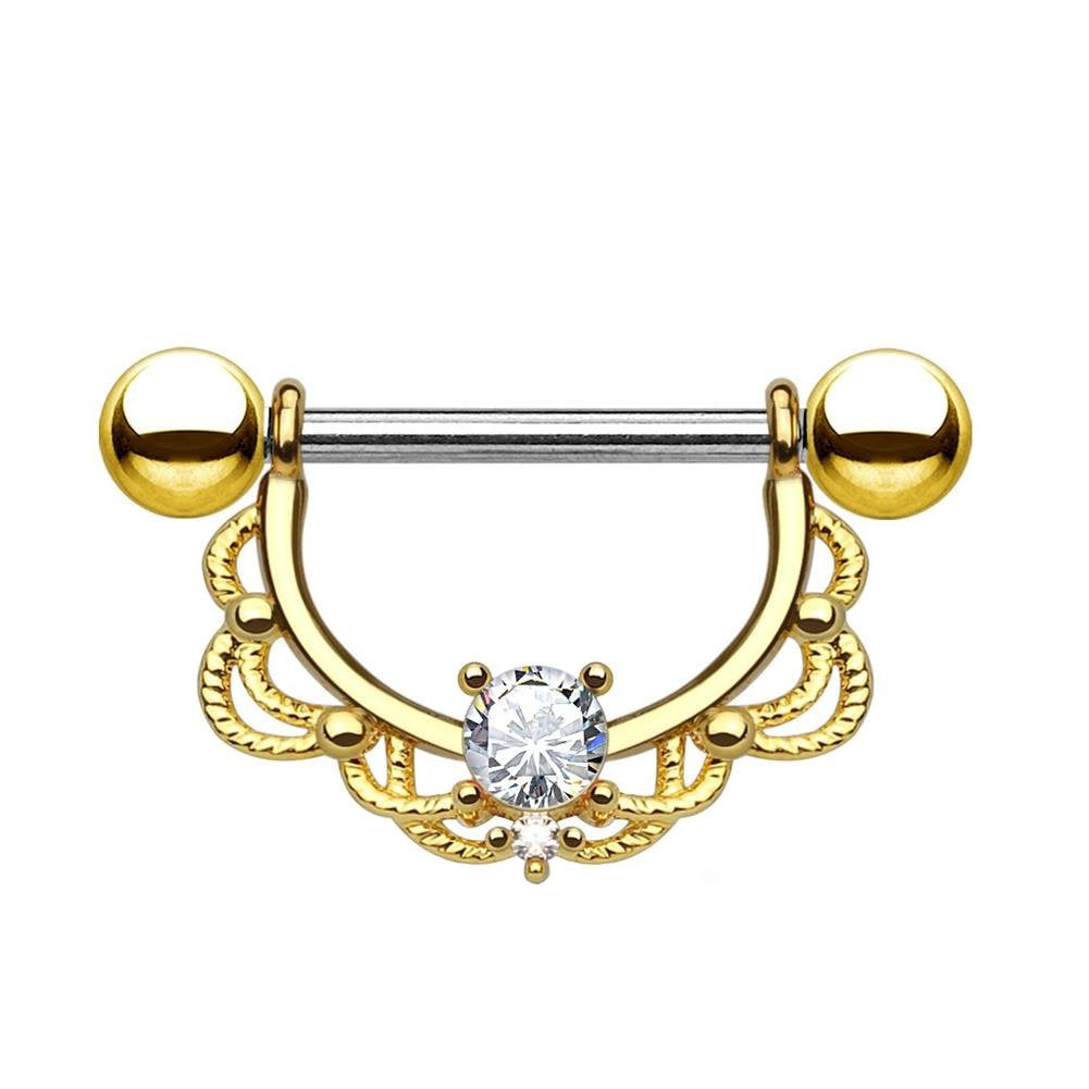 FILIGRANER Bogen Brustwarzenpiercing Intimpiercing Nippelpiercing Opal Edelstahl Gold Silber ROSÉGOLD 1,2mm / 1,6mm 16mm
