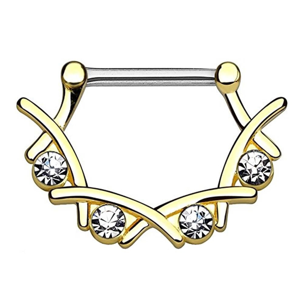 beyoutifulthings Bogen FILIGRAN Brustwarzenpiercing Intimpiercing Brustpiercing ZIRKONIA Opal Edelstahl Gold Silber ROSÈ 1,6mm 12mm KLICKVERSCHLUSS