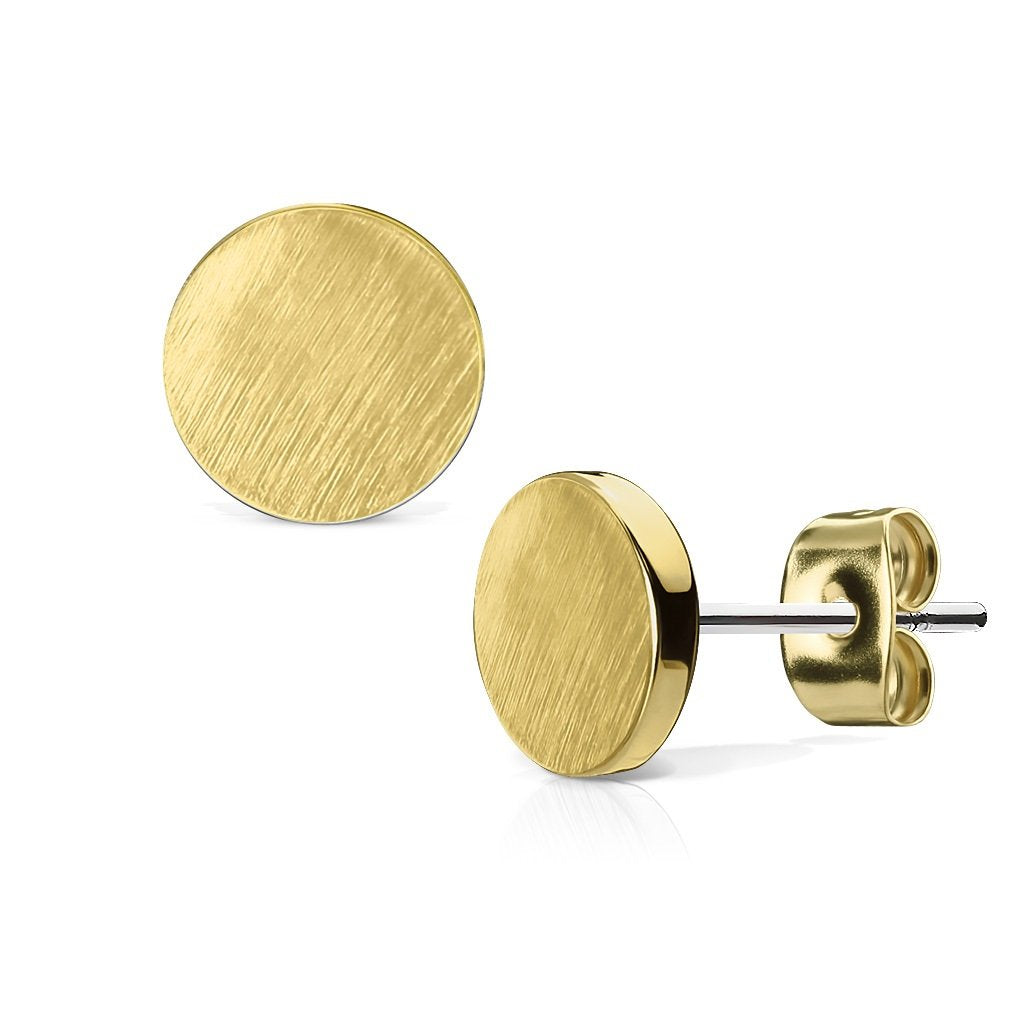 1 Paar Ohringe Ohrringe Set Stecker Edelstahl Chirurgenstahl Rund Round gebürstet Top silber roségold gold