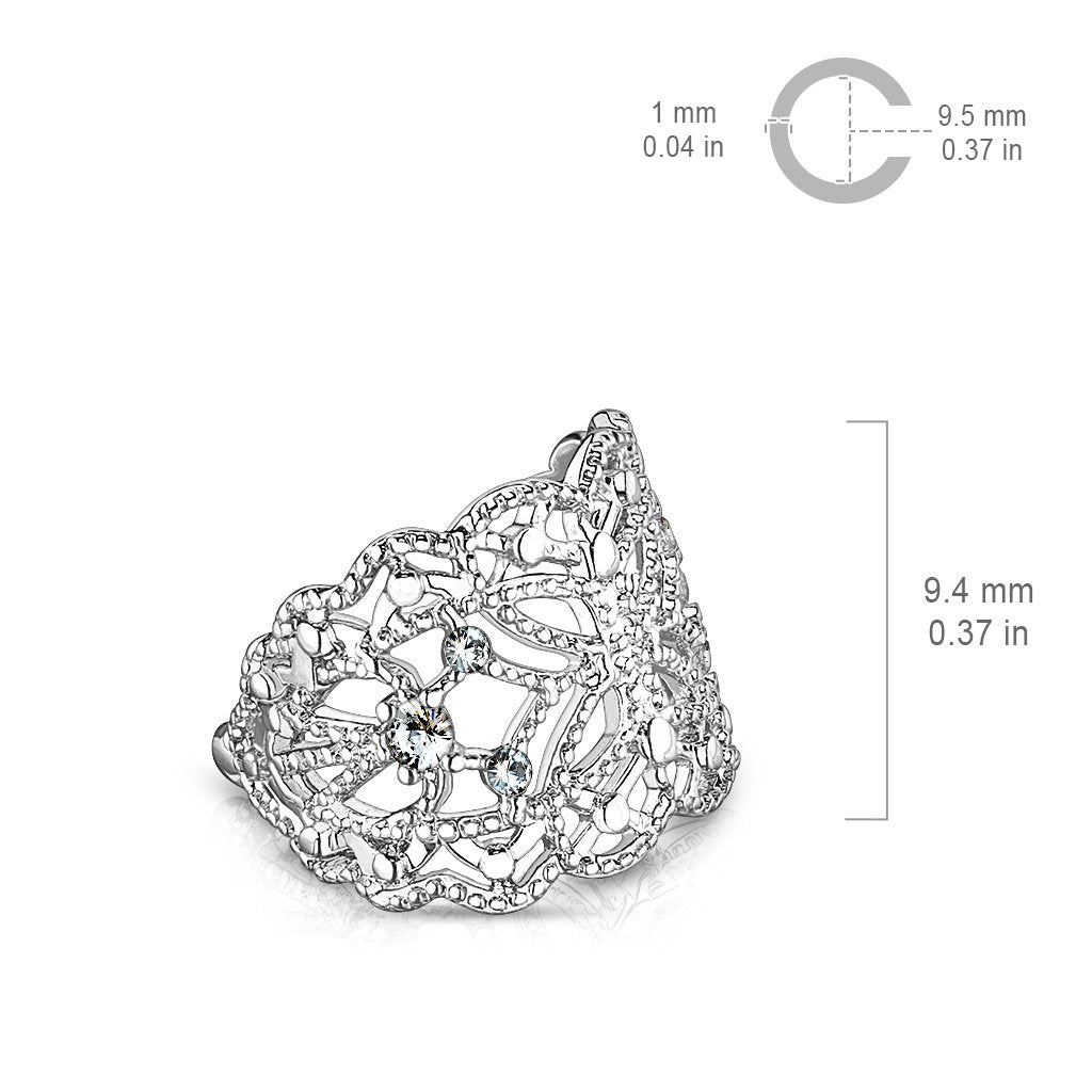 Ohrklemme FILIGRANER SCHMETTERLING ZIRKONIA clear Ohrringe Ohrclip Fake-Piercing Messing Silber