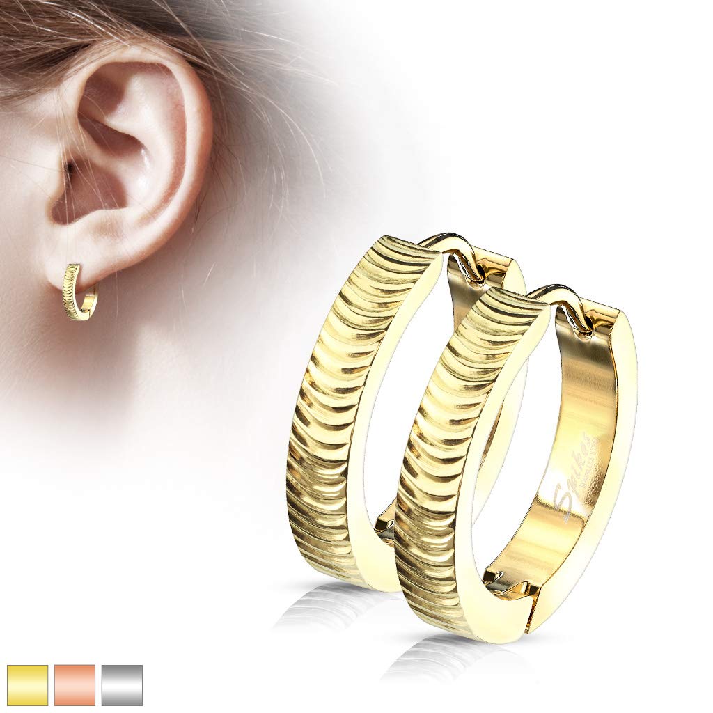 1 Paar Damen CREOLEN geschwungene Bögen Ohrringe Ohrstecker Chirurgenstahl Gold Silber Roségold 15mm