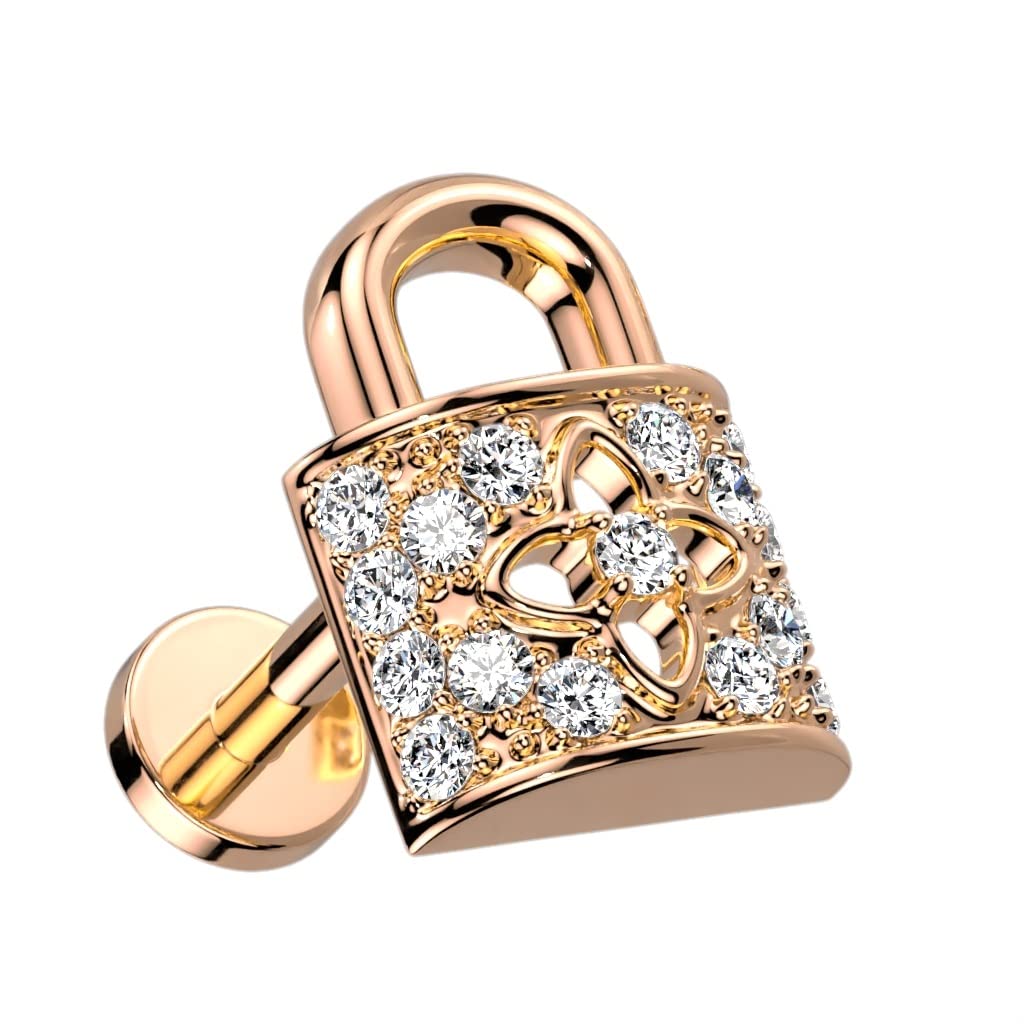 Knorpel Ohrstecker Schloss Silber Gold Roségold Pavé Zirkonia Clear Piercings Chirurgenstahl Schraubverschluss Stab 6/8mm lang