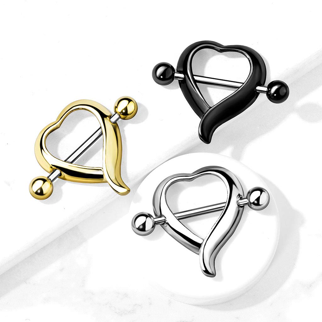 Brustwarzenpiercing Herz Brustpiercing Nippelpiercing Intimpiercing Chirurgenstahl Gold Silber Schwarz Stab 1,6/19mm