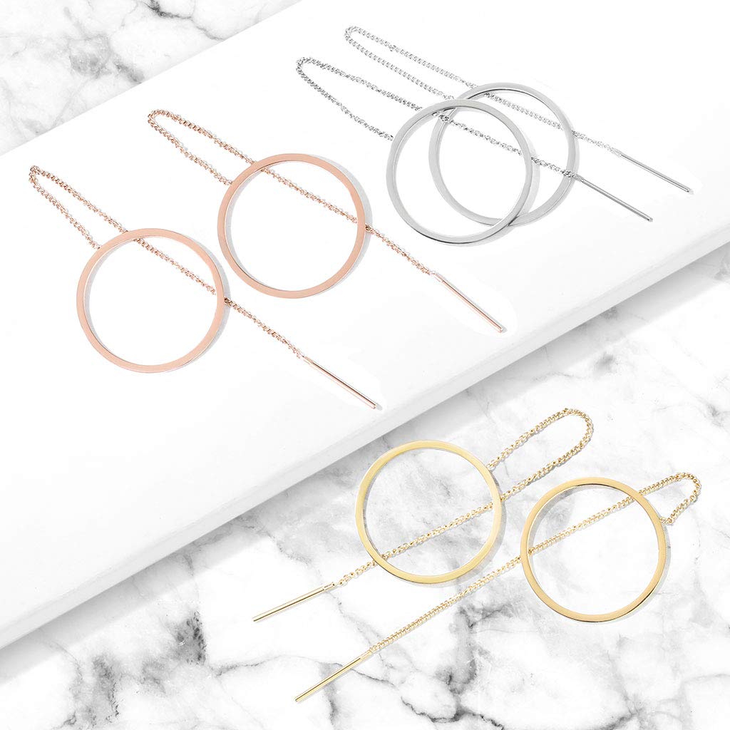 1 Paar Damen Ohrring Durchzieher Anhänger Offener Kreis Ohrringe Ohrstecker Chirurgenstahl Silber Gold Roségold