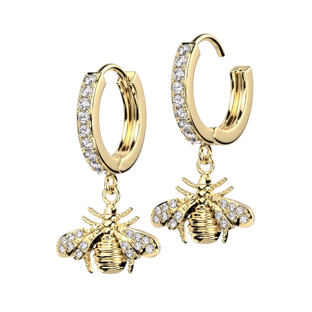 1 Paar Damen Creolen Ohrhänger Anhänger Biene Pavé Zirkonia Clear Ohrr –  beYOUtiful_things_jewelry