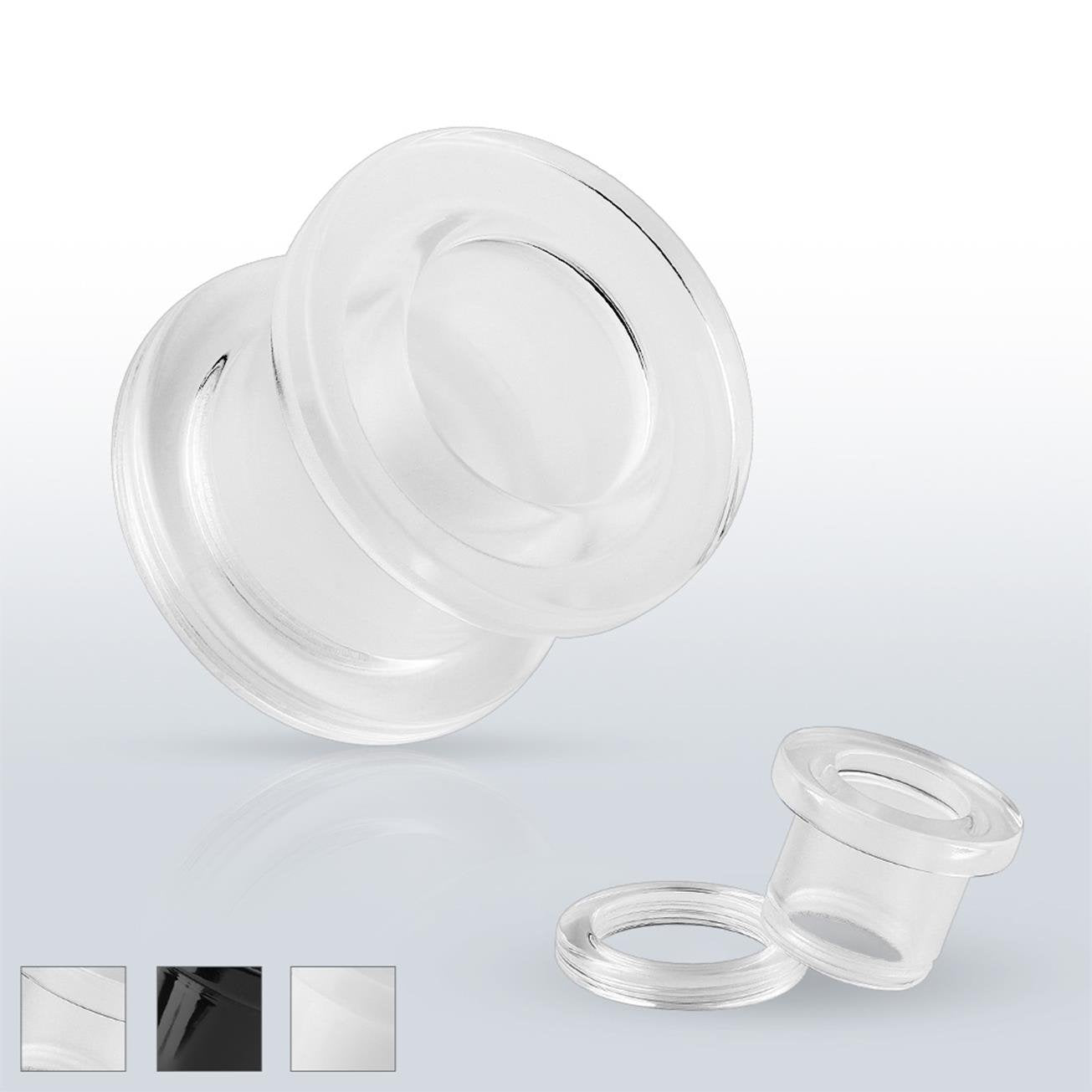 Ohrtunnel ACRYL Ohrpiercing Ohrschmuck Plug Schraubverschluss Weiß Clear Schwarz 3-19mm
