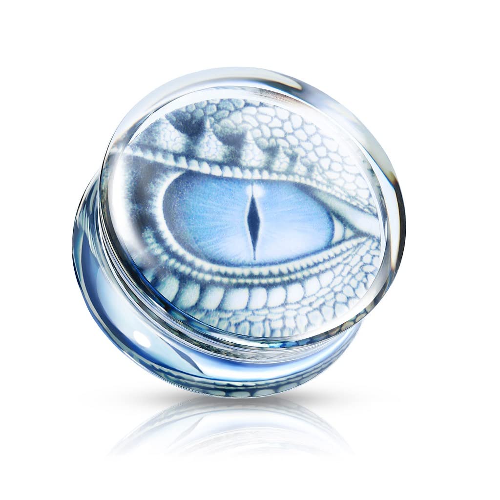 Ohrplug Blaues Drachen-Auge Clear Acryl Ohrpiercing Ohrschmuck Tunnel Sattelverschluss 8-25mm
