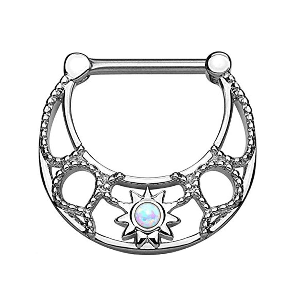 beyoutifulthings Bogen FILIGRAN Brustwarzenpiercing Intimpiercing Brustpiercing ZIRKONIA Opal Edelstahl Gold Silber ROSÈ 1,6mm 12mm KLICKVERSCHLUSS
