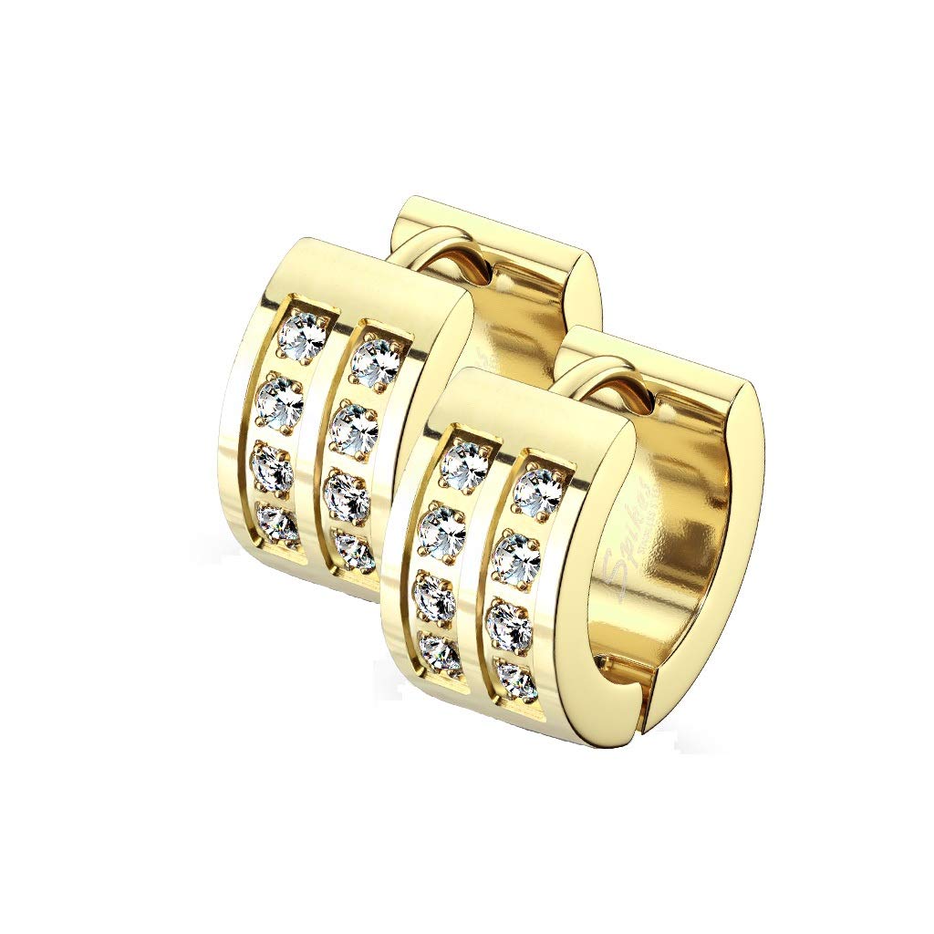 1 Paar Damen CREOLE 8 Zirkonia Clear Ohrringe Ohrstecker Chirurgenstahl Gold Schwarz Roségold Silber 7mm