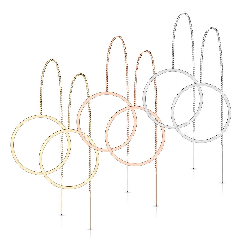 1 Paar Damen Ohrring Durchzieher Anhänger Offener Kreis Ohrringe Ohrstecker Chirurgenstahl Silber Gold Roségold