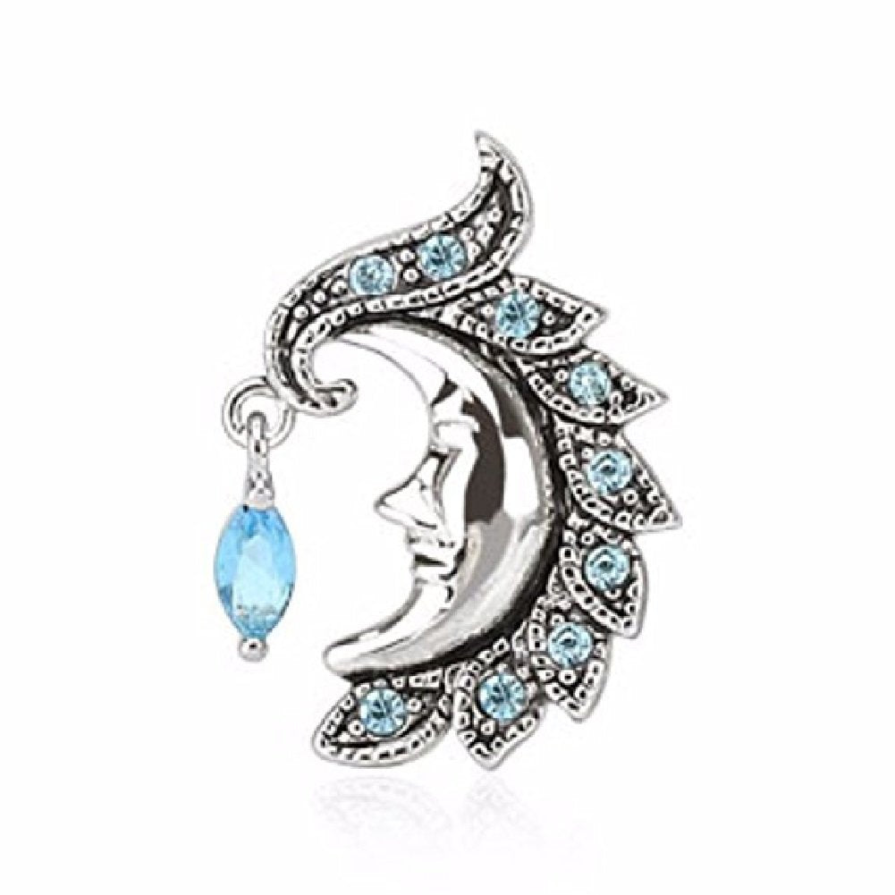 Bauchnabelpiercing MOND-Gesicht Zirkonia Anhänger 1,6mm 10mm Nabelpiercing Edelstahl Chirurgenstahl Bananabell Clear Pink Aqua