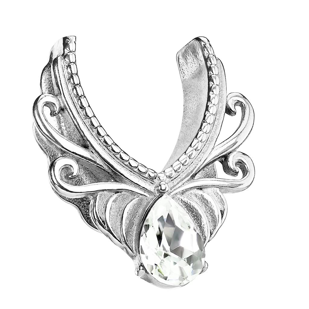 Ohrtunnel Silber Filigran Zirkonia Tränen-Tropfen Clear Chirurgenstahl Ohrpiercing Ohrschmuck Tunnel Sattelverschluss 10-25mm