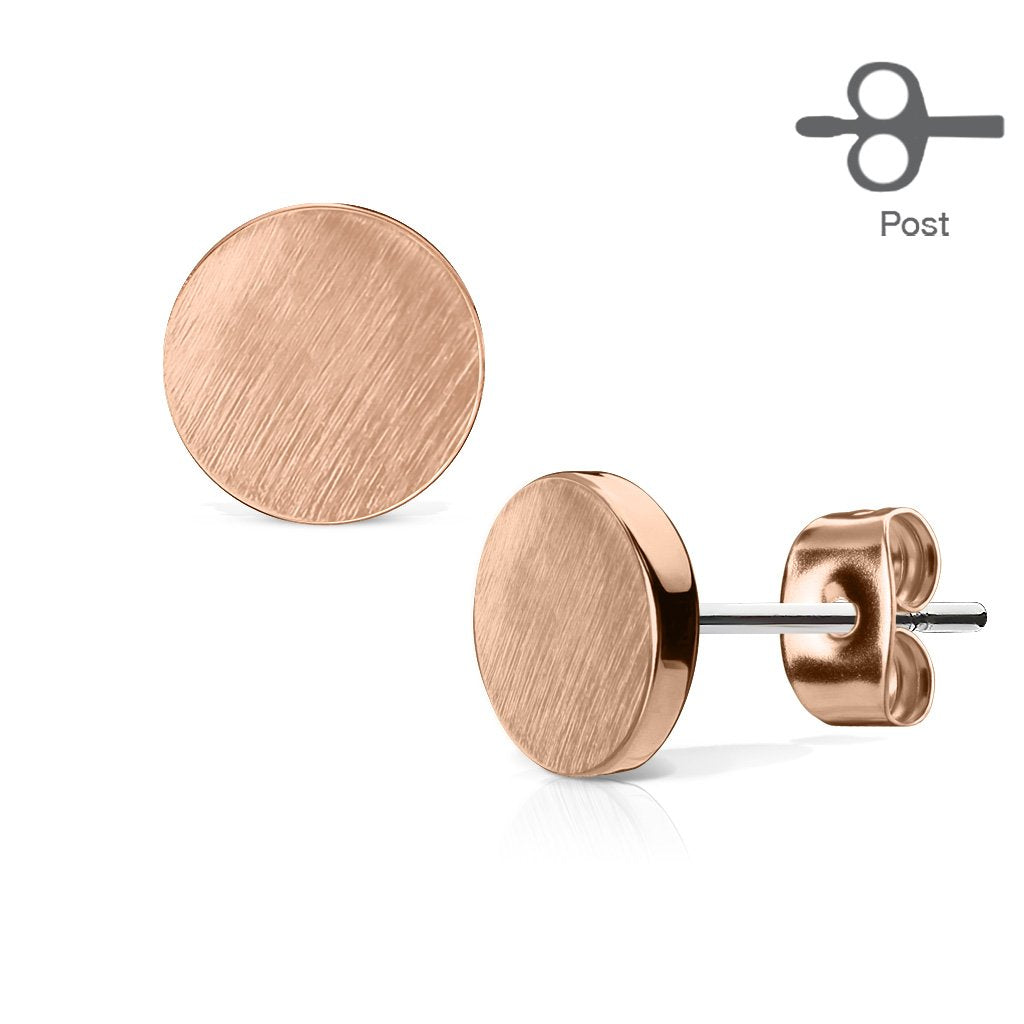 1 Paar Ohringe Ohrringe Set Stecker Edelstahl Chirurgenstahl Rund Round gebürstet Top silber roségold gold