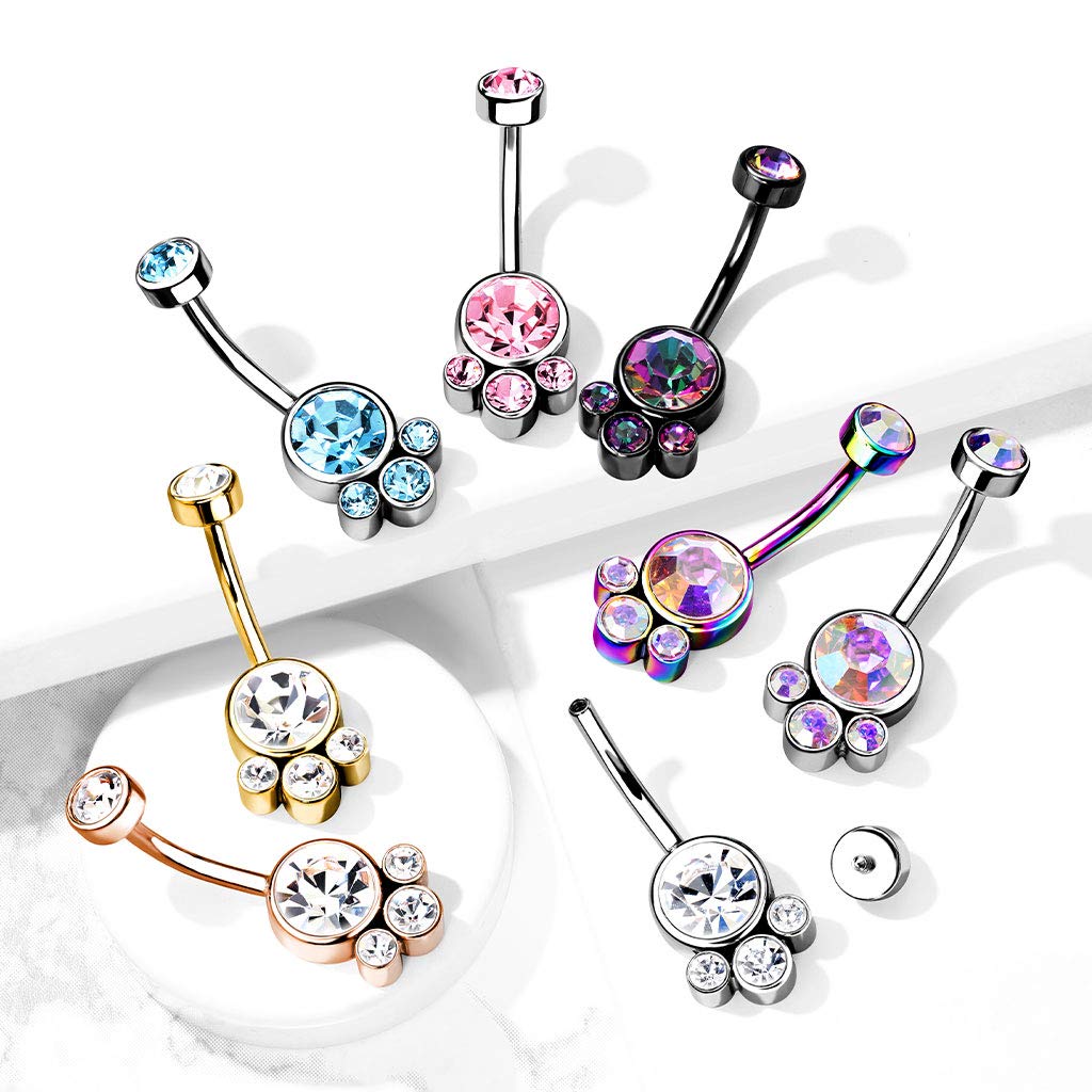 Bauchnabelpiercing Cluster Kristalle Rund Nabelpiercing Chirurgenstahl Bananabell viele Farben Stab 1,6/10mm