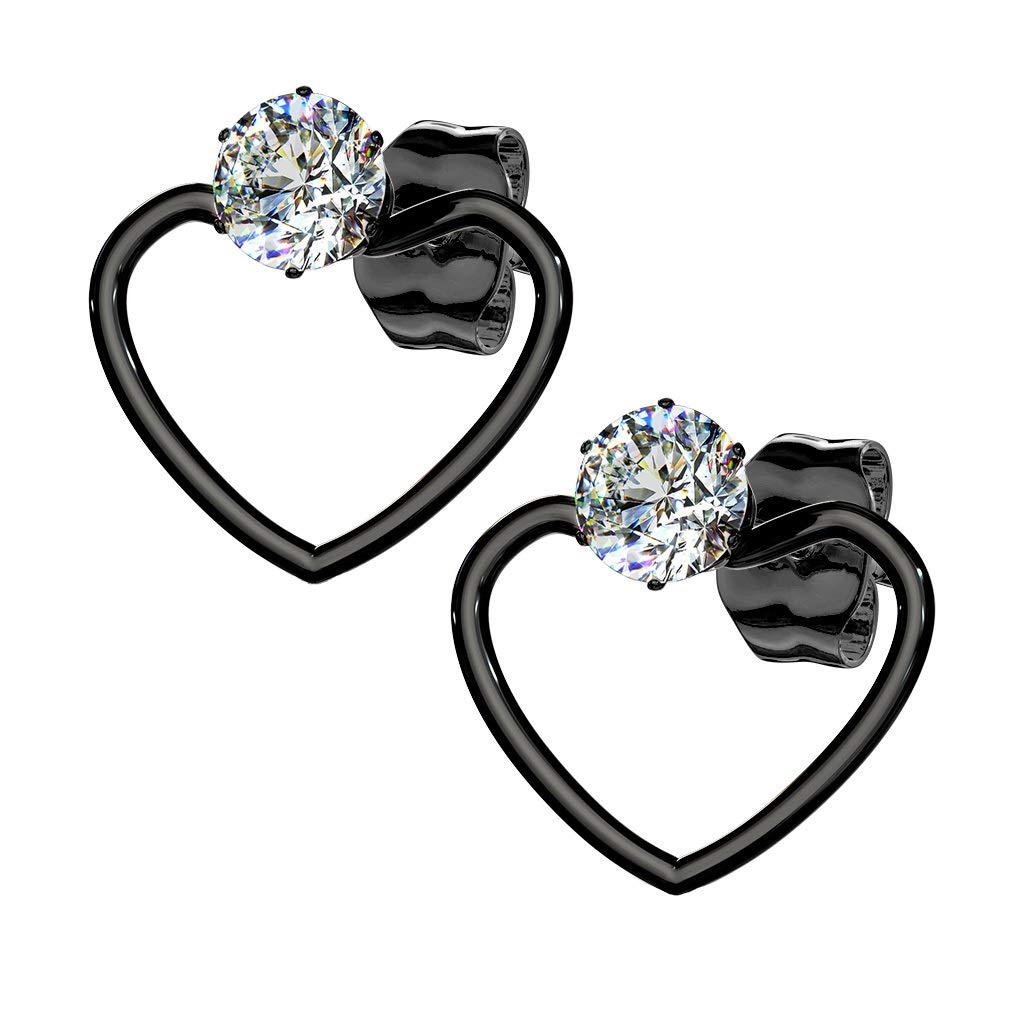 1 Paar Damen e HERZ ZIRKONIA Ohrringe Ohrstecker Chirurgenstahl Multicolor Clear
