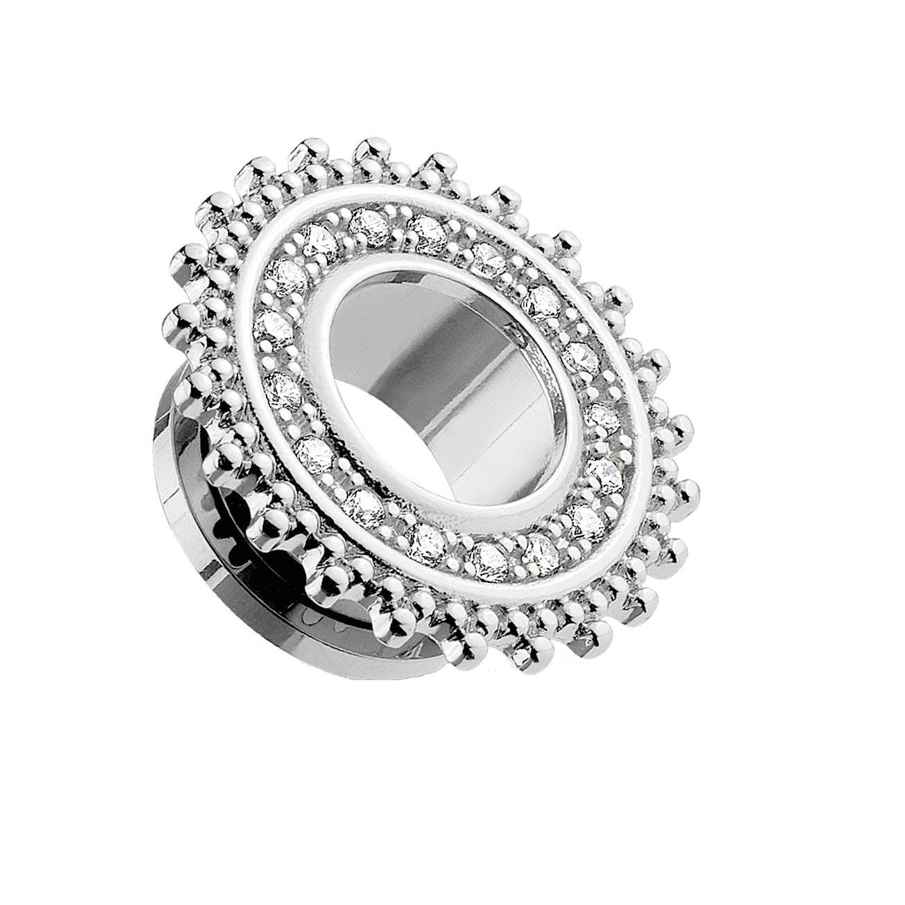 Ohrtunnel ZIRKONIA TRIBAL Schild Ohrpiercing Ohrschmuck Chirurgenstahl Plug Schraubverschluss Silber Gold Clear 6-16mm
