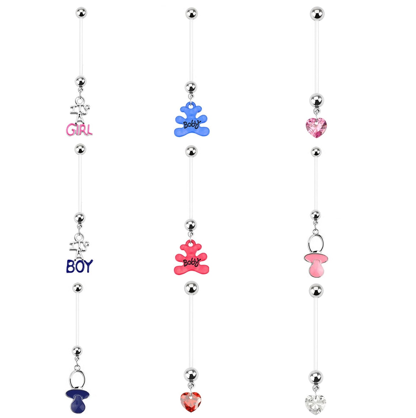 Bauchnabelpiercing Schwangerschafts-Piercing Bio Flex 1,6mm 25mm Nabel Edelstahl Chirurgenstahl Anhänger Zirkonia Designs Farben