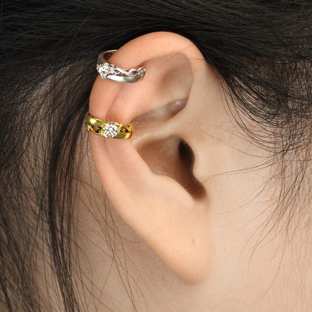 Ohrklemme KELTISCHES TRIBAL CUT OUT ZIRKONIA clear Ohrringe Ohrclip Fake-Piercing Messing Silber Gold