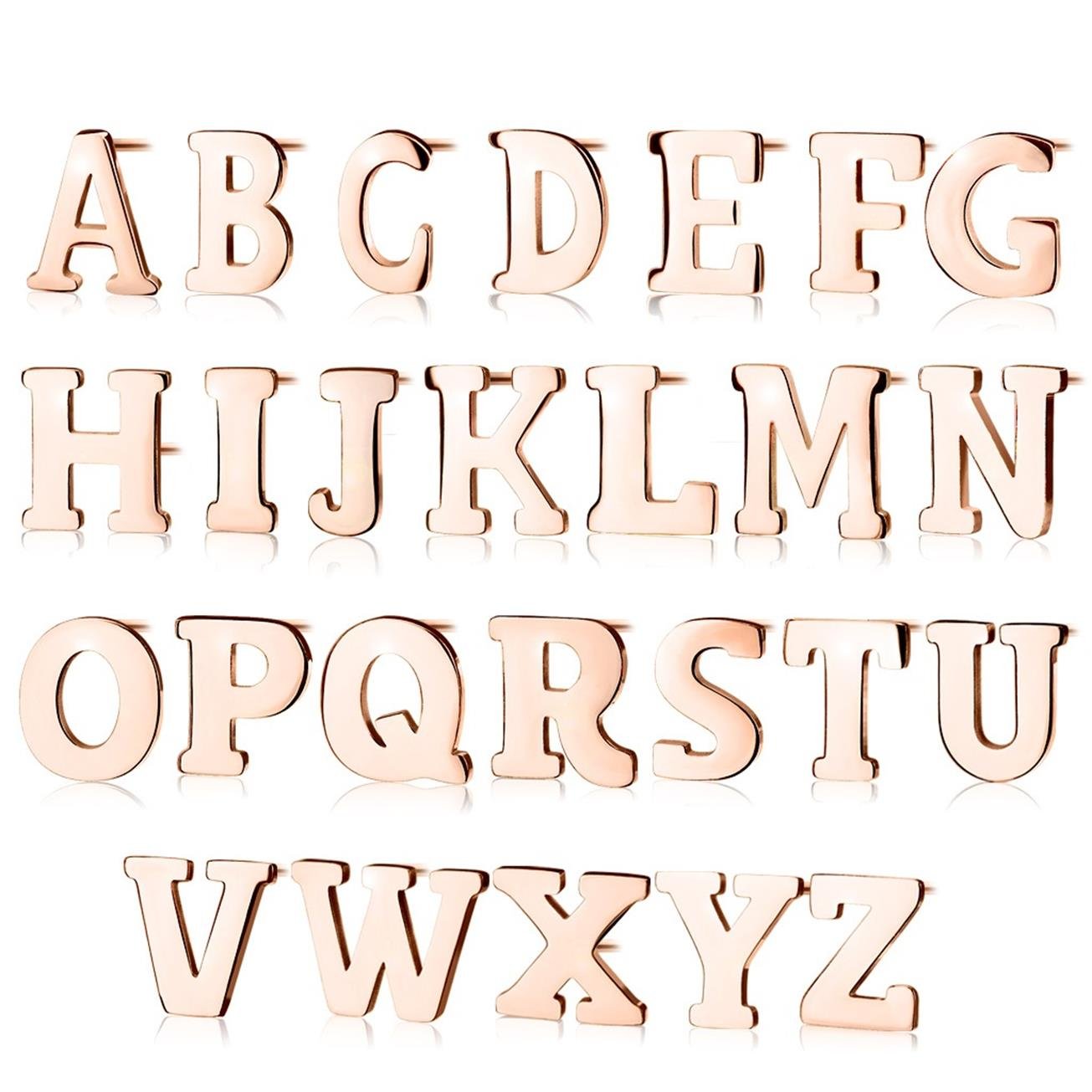 1 Paar Ohrstecker ALPHABET INITIALEN e Ohrringe Schmuck Set Edelstahl Silber Roségold
