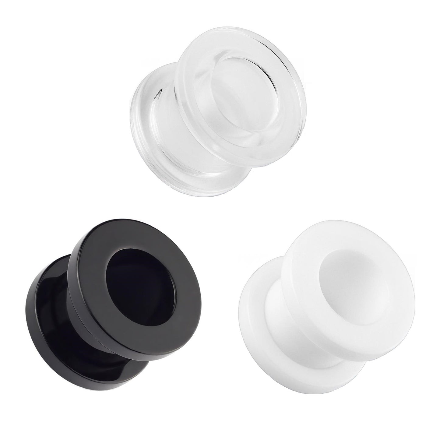 Ohrtunnel ACRYL Ohrpiercing Ohrschmuck Plug Schraubverschluss Weiß Clear Schwarz 3-19mm