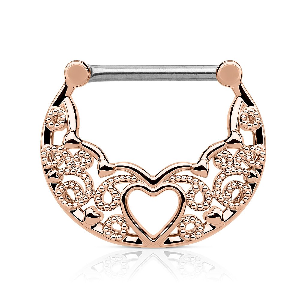 filigranes Herz Vintage Brustwarzenpiercing Intimpiercing Brustpiercing Edelstahl Gold, Silber, Roségold 1,6mm 12mm