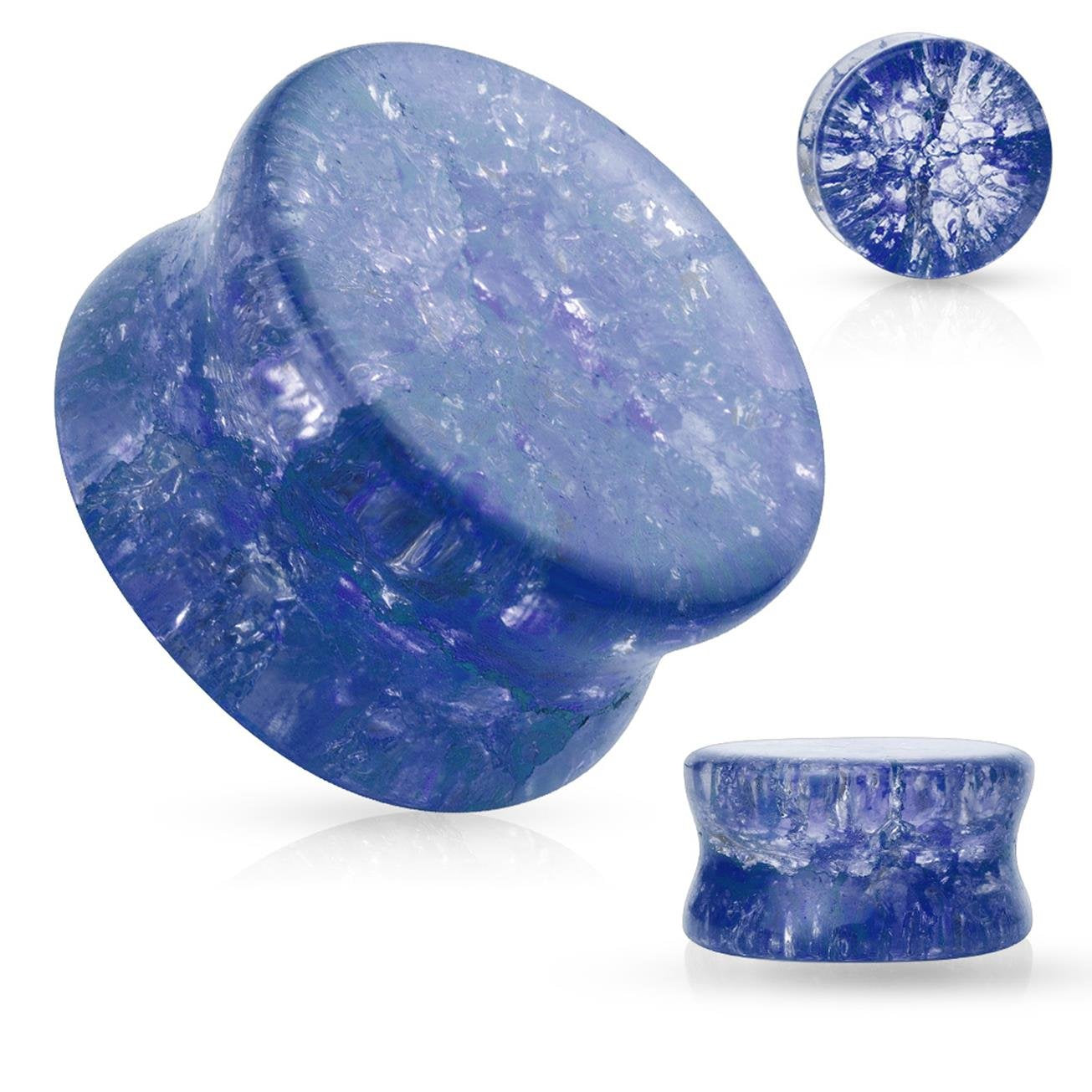 Ohrplug ZERBROCHENES Glas Ohrpiercing Ohrschmuck Tunnel Sattelverschluss Lila Blau Clear Pink Topaz 6-16mm