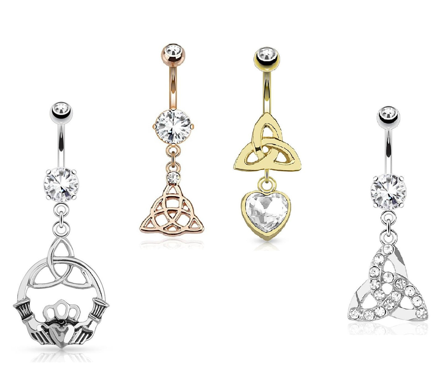 Bauchnabelpiercing KELTISCHER Knoten Anhänger 1,6mm 10mm Nabelpiercing Chirurgenstahl Bananabell Zirkonia Karat Gold Silber