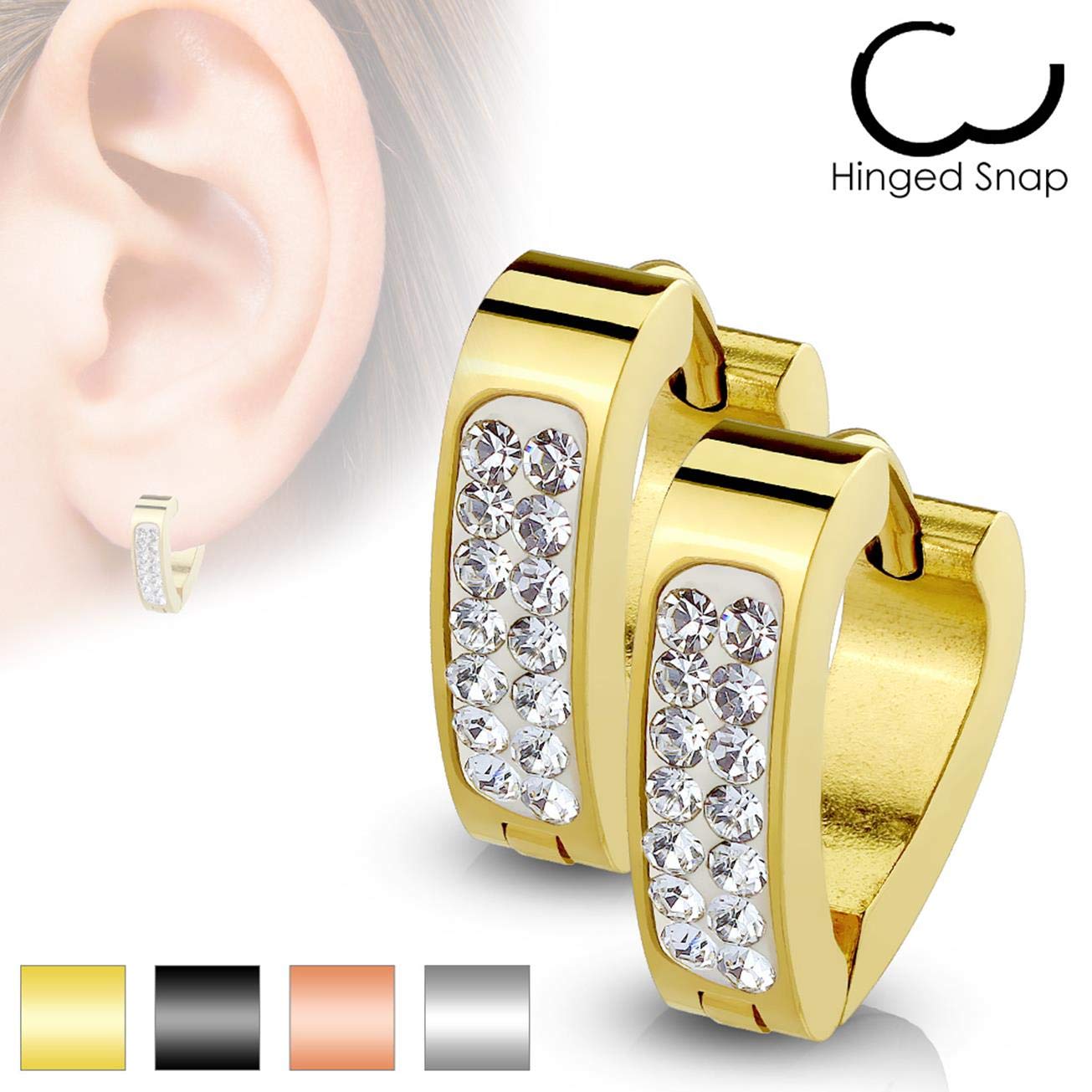 Damen 1 Paar Kristall Triangel Creolen Ohrringe Schmuck Ohrstecker Chirurgenstahl Multicolor