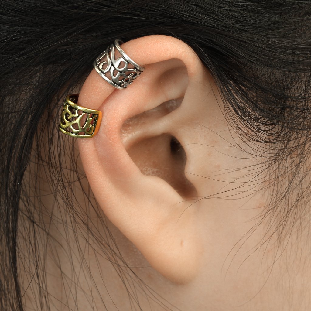 Ohrklemme VINTAGE DESIGN CUT OUT Ohrringe Ohrclip Fake-Piercing Messing Silber Gold