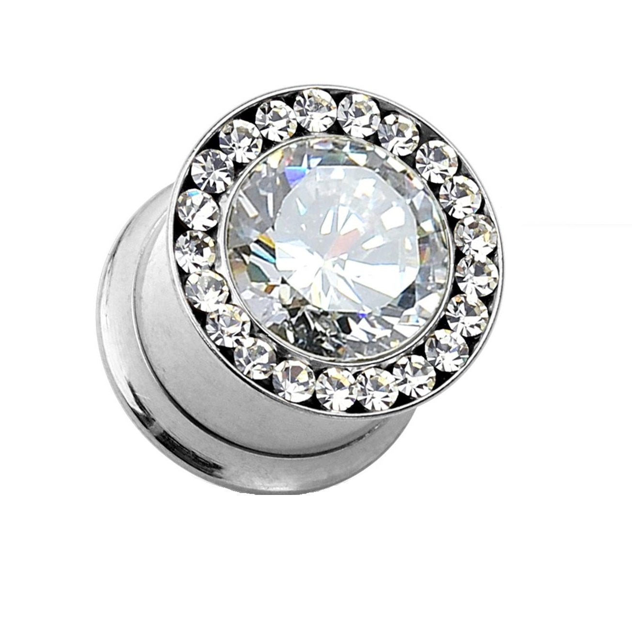 Ohrplug GROSSER ZIRKONIA Ohrpiercing Ohrschmuck Chirurgenstahl Tunnel Schraubverschluss Gold Schwarz Roségold Silber 6-12mm
