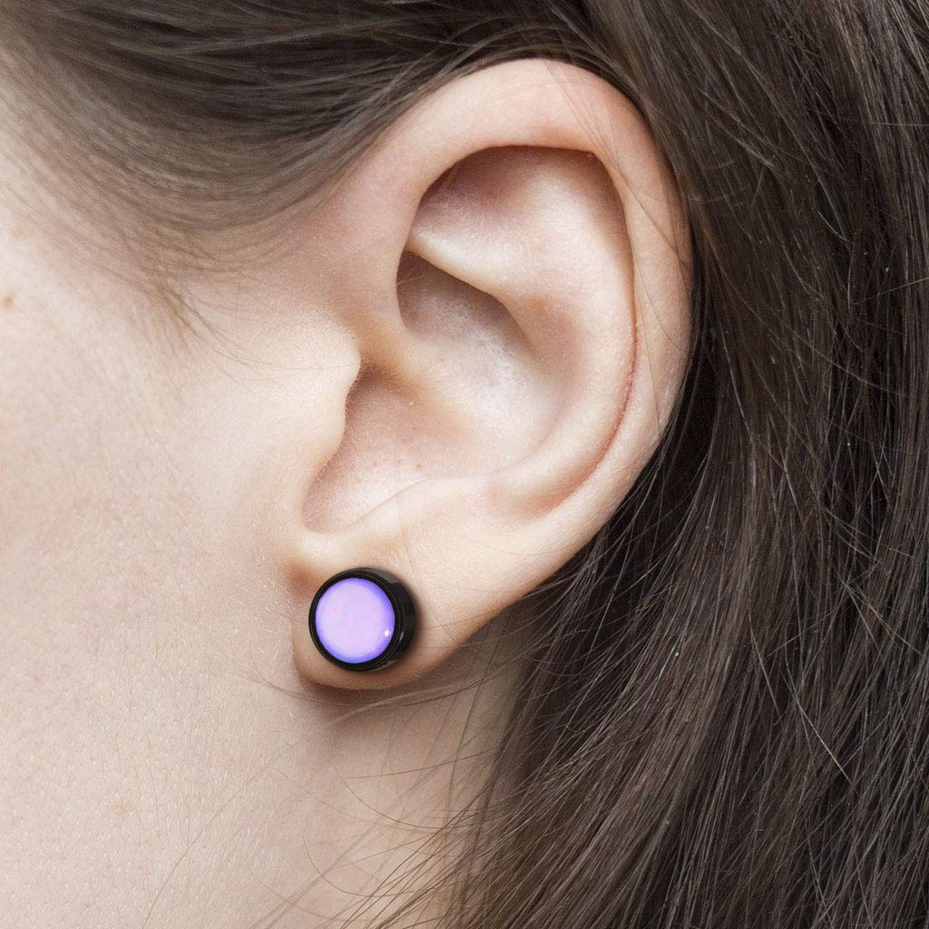 Fake Ohrplug leuchtender Stein Opal-Effekt Ohrpiercing Ohrschmuck Chirurgenstahl Schraubverschluss viele Farben 8mm