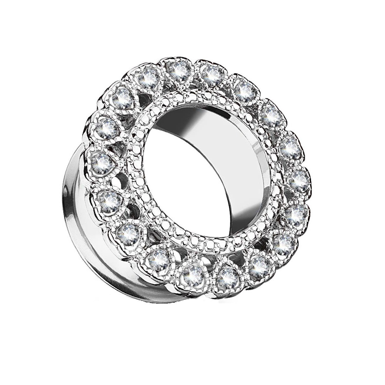 Ohrtunnel Herz-Kranz ZIRKONIA Ohrpiercing Ohrschmuck Chirurgenstahl Plug Sattelverschluss Silber Gold Roségold Clear 6-16mm