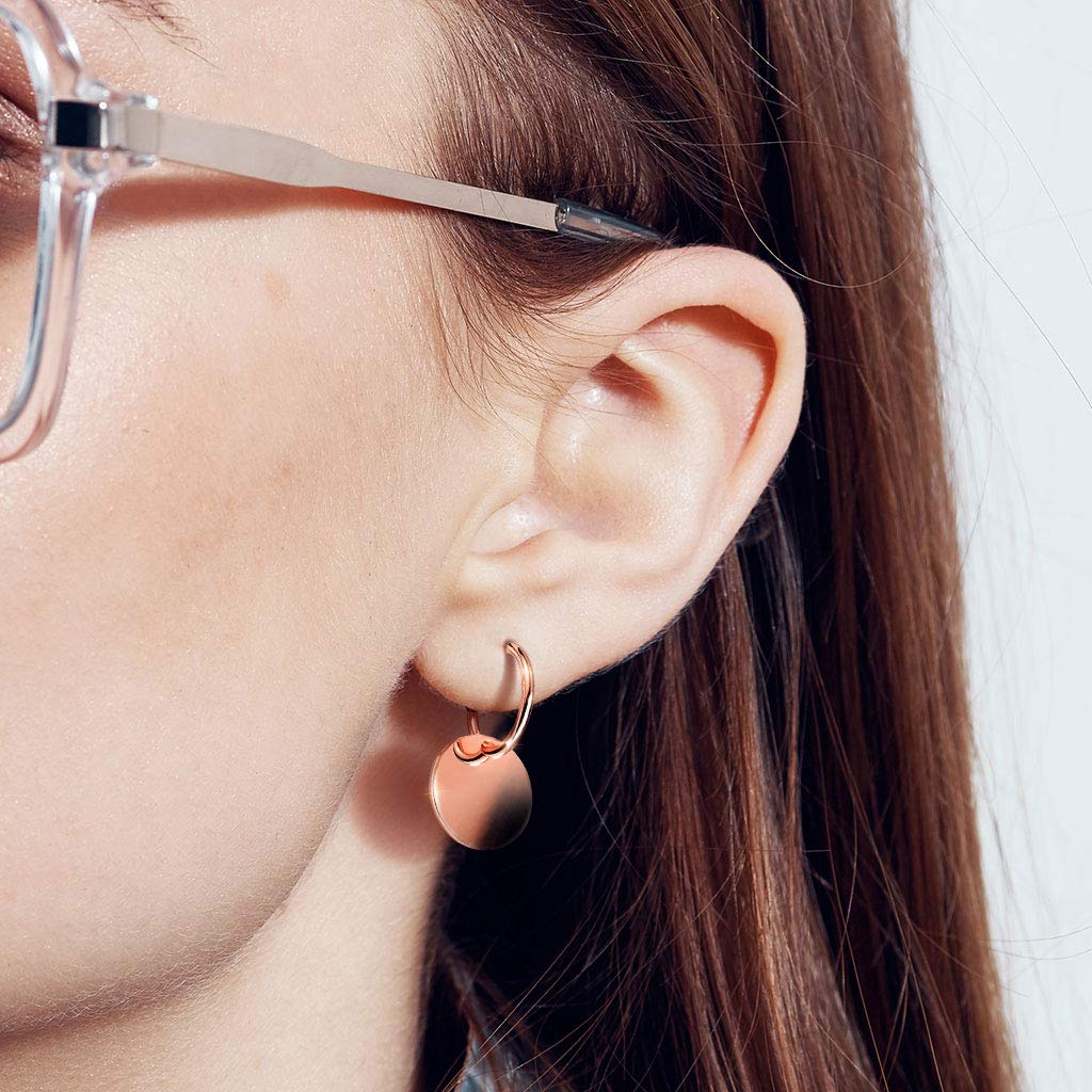 1 Paar Damen Ohrstecker Ring Anhänger runde Platte Ohrringe Chirurgenstahl Steckerverschluss Silber Gold Roségold