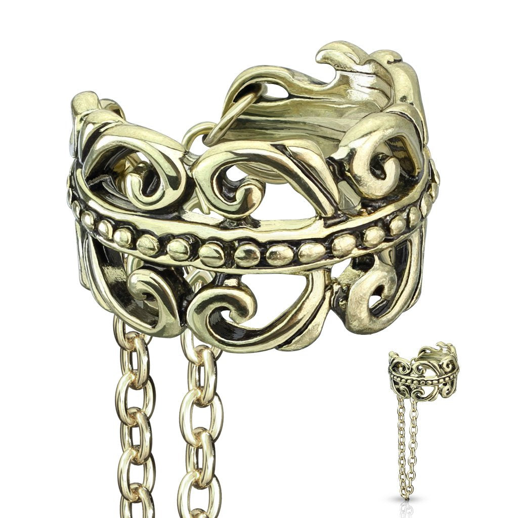Ohrklemme KELTISCHES HERZ KETTEN-ANHÄNGER Ohrringe Ohrclip Fake-Piercing Messing Silber Gold