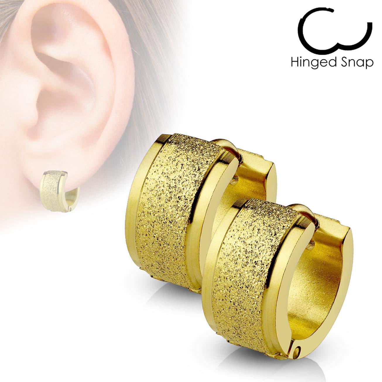 Damen 1 Paar Creolen sandgebürstet Ohrringe Schmuck Ohrstecker Chirurgenstahl Multicolor Breite 7mm