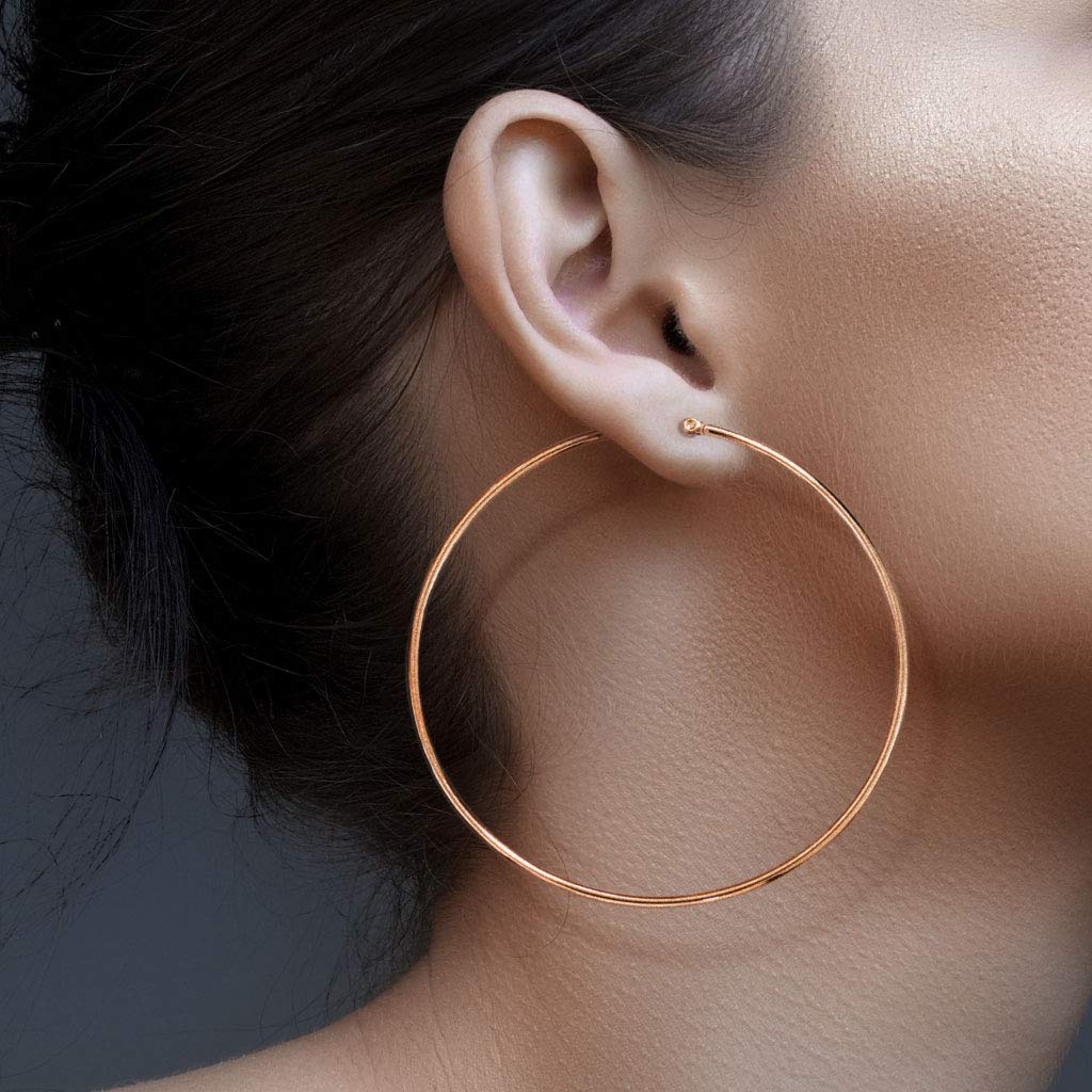 1 Paar Damen CREOLEN Ohrringe Ohrstecker Chirurgenstahl Roségold 10 15 20 25 30 35 40 45 50 55 60 65 70 75 mm