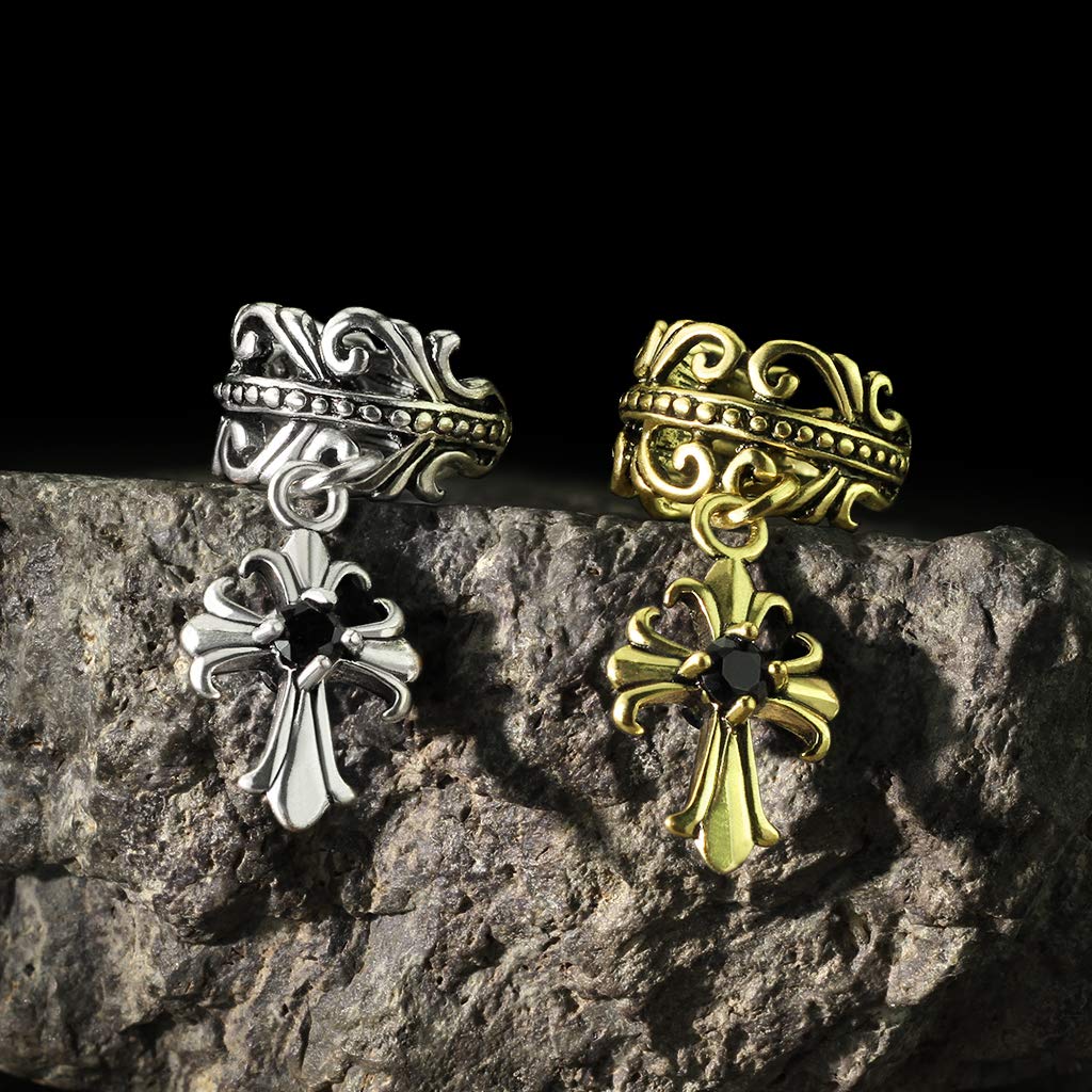 Ohrklemme KELTISCHES HERZ FLEUR DE LIS Kreuz Anhänger Ohrringe Ohrclip Fake-Piercing Messing Silber Gold